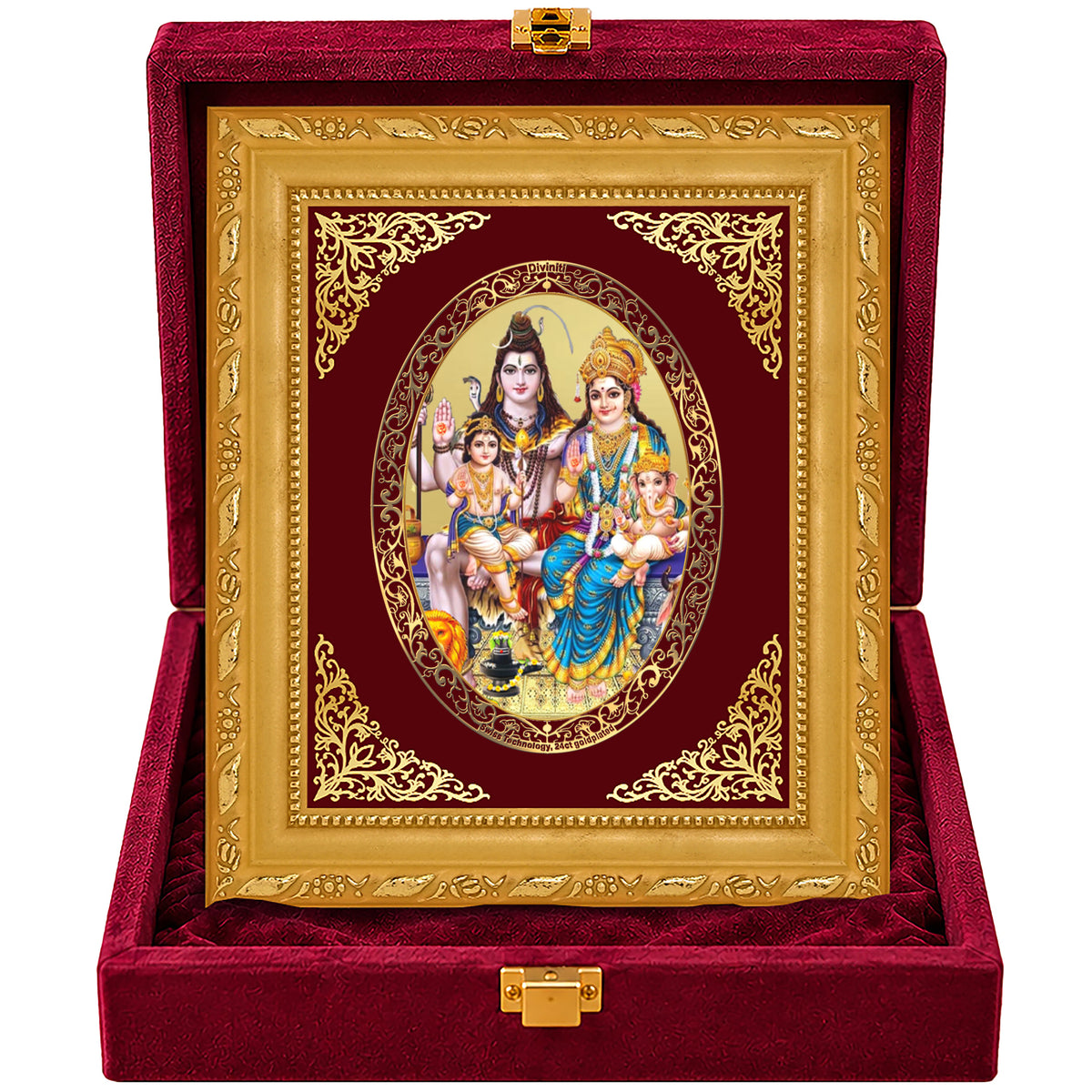 24K Gold-Plated Shiv Parivar Frame | Premium Gift Box | 21.5x17.5 CM