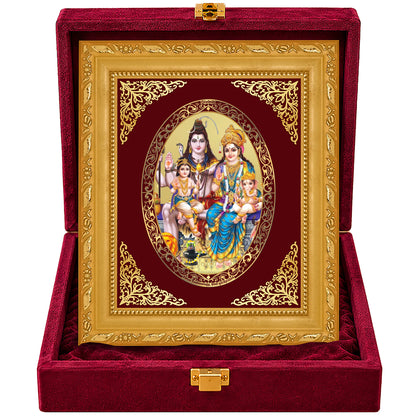 24K Gold-Plated Shiv Parivar Frame | Premium Gift Box | 21.5x17.5 CM