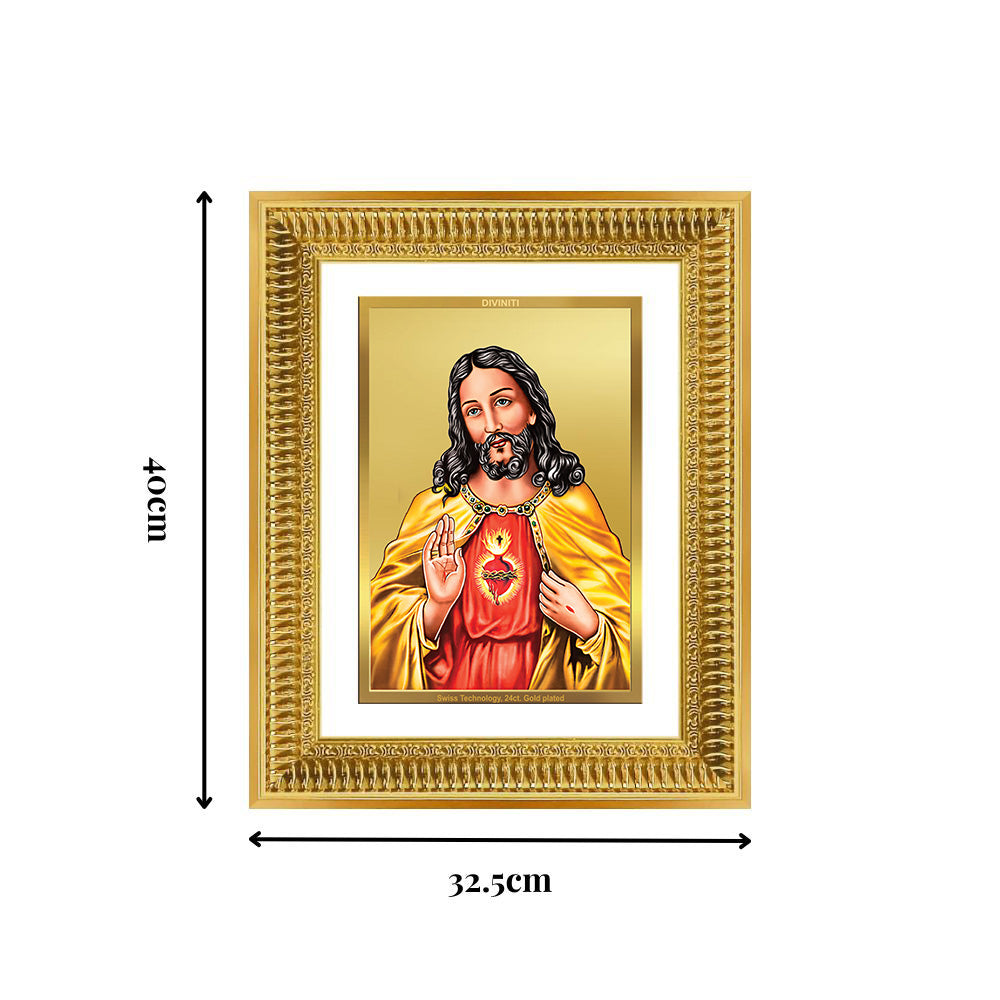 Diviniti 24K Gold Plated Jesus Christ (Classic) Divine Wall Frame for Home Mandir & Office Decor | Luxury Spiritual Gift