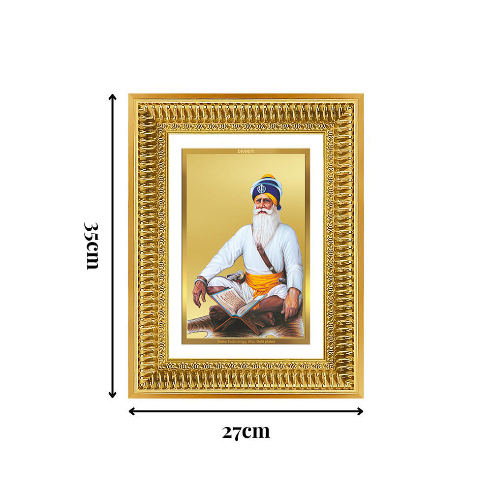 Diviniti 24K Gold Plated Baba Deep Singh Sacred Sikh Wall Frame for Home Decor & Office Ambiance | Premium Spiritual Gift