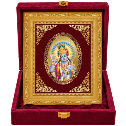 24K Gold-Plated Lord Vishnu Frame | Premium Gift Box | 16x13.5 CM