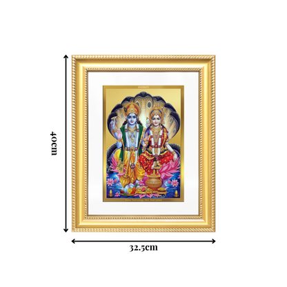 Diviniti 24K Gold Plated Vishnu Lakshmi (Classic) Divine Wall Frame for Home Mandir & Office Decor | Luxury Spiritual Gift