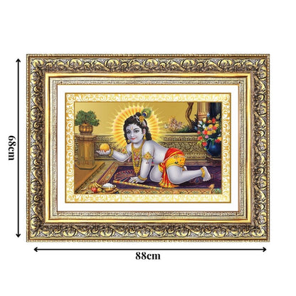 Diviniti 24K Gold Plated Laddu Gopal (Classic) Divine Wall Frame for Home Mandir & Office Decor | Luxury Spiritual Gift