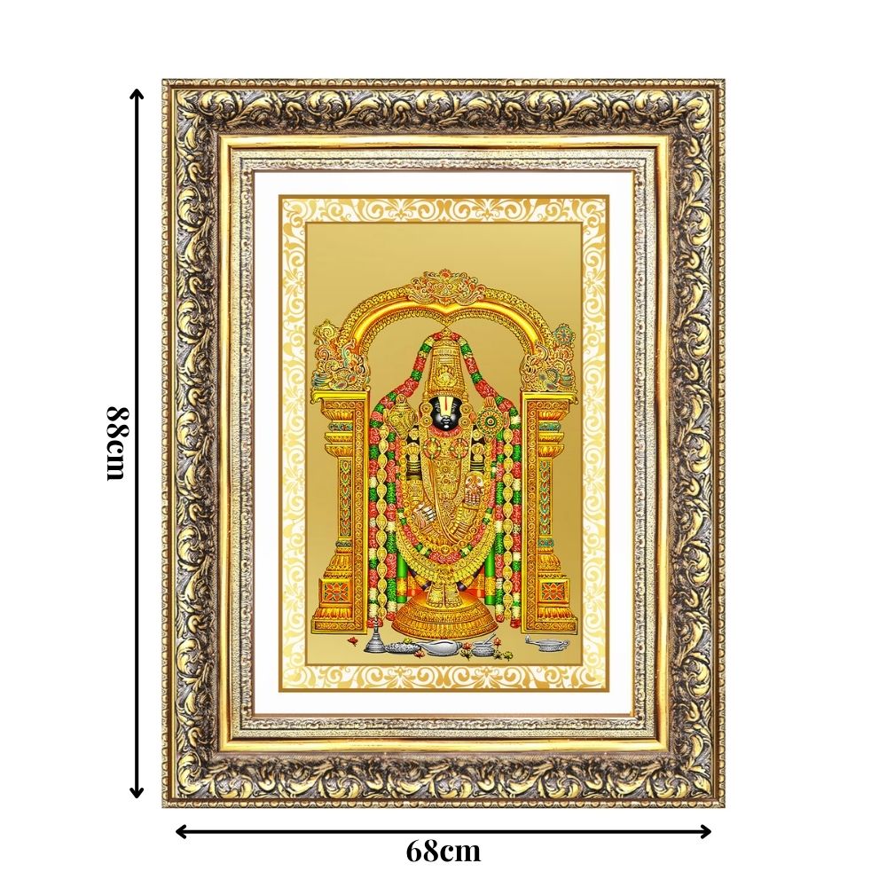 Diviniti 24K Gold Plated Tirupati Balaji Divine Wall Frame for Home Mandir & Office Decor | Luxury Spiritual Gift