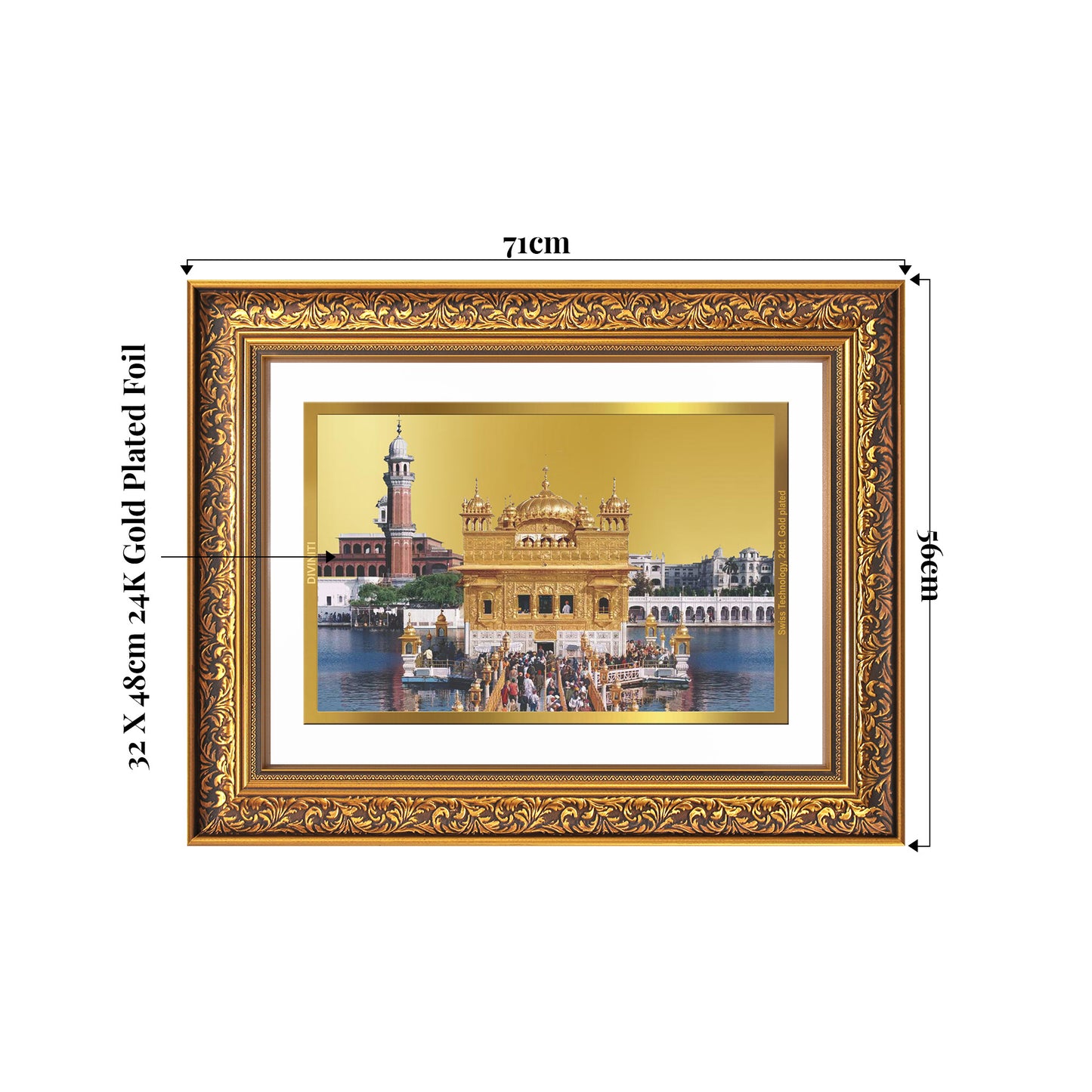 Sachkhand Shri Darbar Sahib -Golden Temple | Sacred Sikh Shrine Wall Mount Photo Frame in 24K Gold Plated Foil