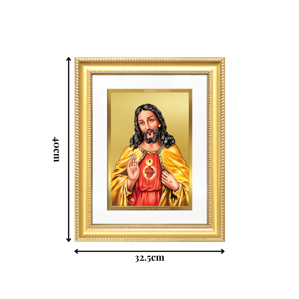 Diviniti 24K Gold Plated Jesus Christ (Classic) Divine Wall Frame for Home Mandir & Office Decor | Luxury Spiritual Gift