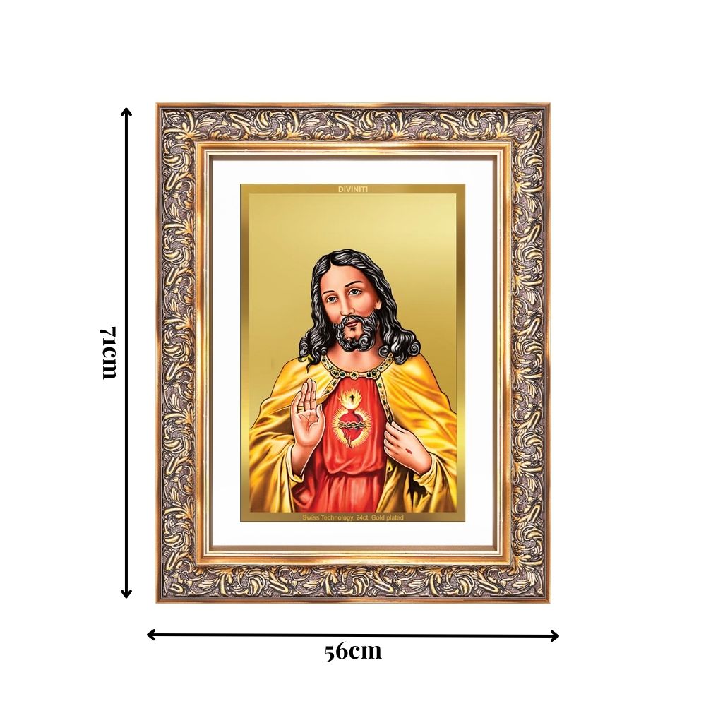 Diviniti 24K Gold Plated Jesus Christ (Classic) Divine Wall Frame for Home Mandir & Office Decor | Luxury Spiritual Gift