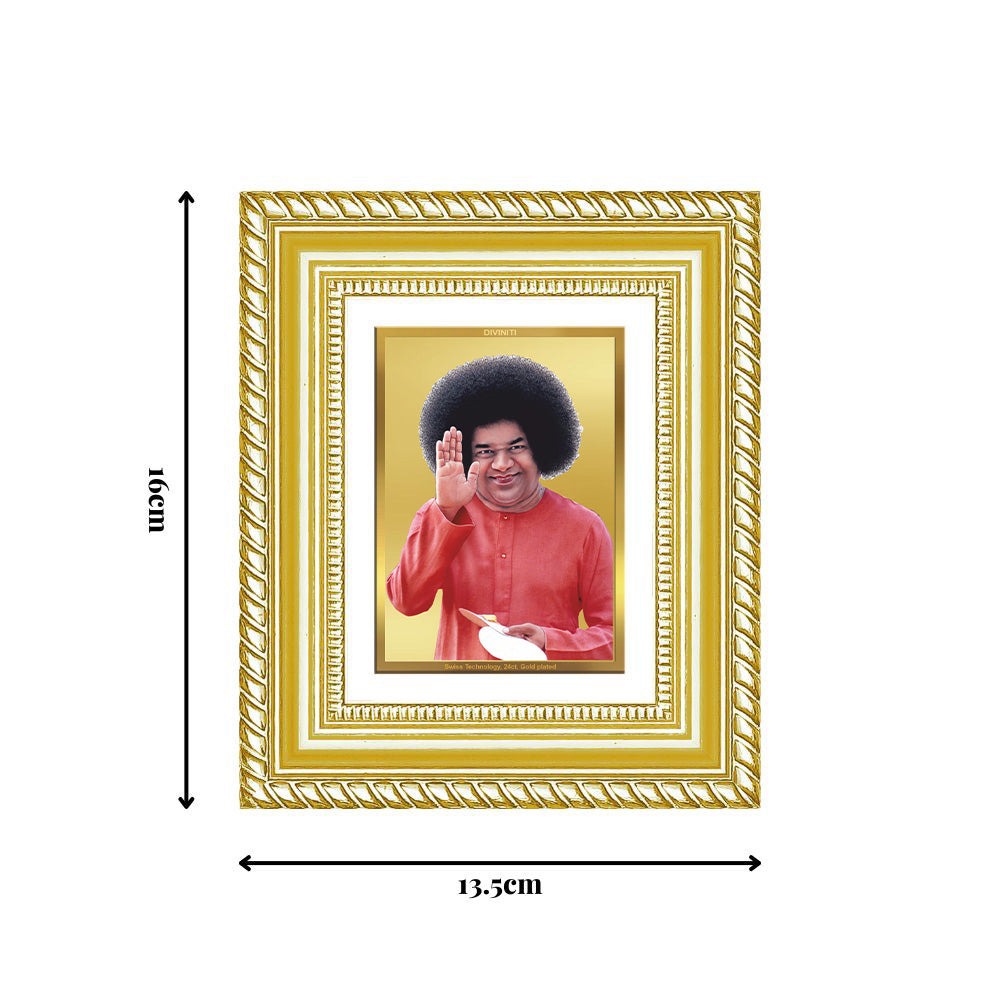 Diviniti 24K Gold Plated Satya Sai Baba Divine Table Top Frame for Home Mandir & Office Decor | Luxury Spiritual Gift