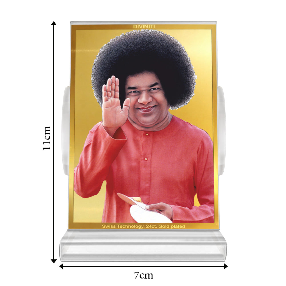 Sai Baba of Shirdi | Spiritual Car Dashboard & Tabletop Frame in 24K Gold Plated Foil
