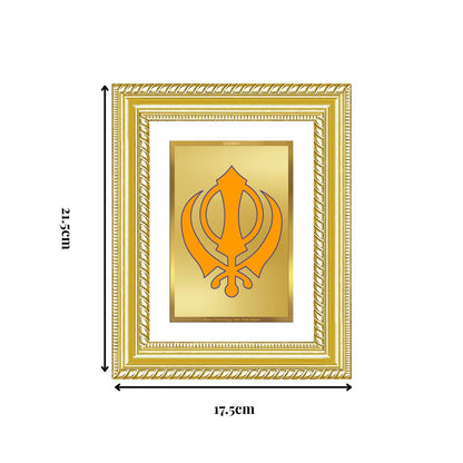 Diviniti 24K Gold Plated Khanda Sahib (Classic) Divine Wall and Table Top Frame for Home Mandir & Office Decor | Luxury Spiritual Gift