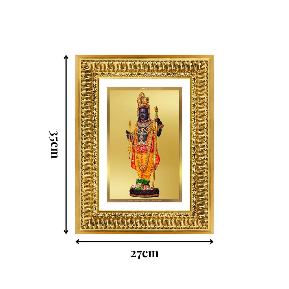 Diviniti 24K Gold Plated Ram Lalla With Arch (Classic) Divine Wall Frame for Home Mandir & Office Decor | Luxury Spiritual Gift