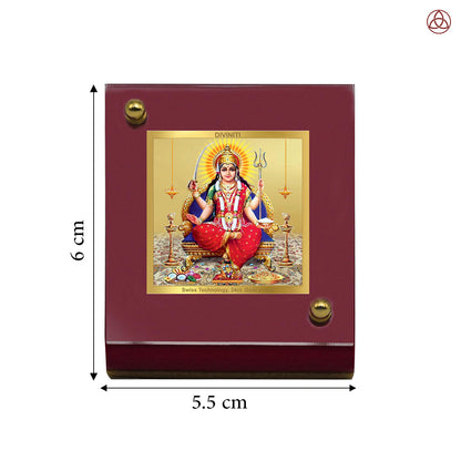 Goddess Santoshi Mata | Spiritual Car Dashboard & Tabletop Frame in 24K Gold Plated Foil