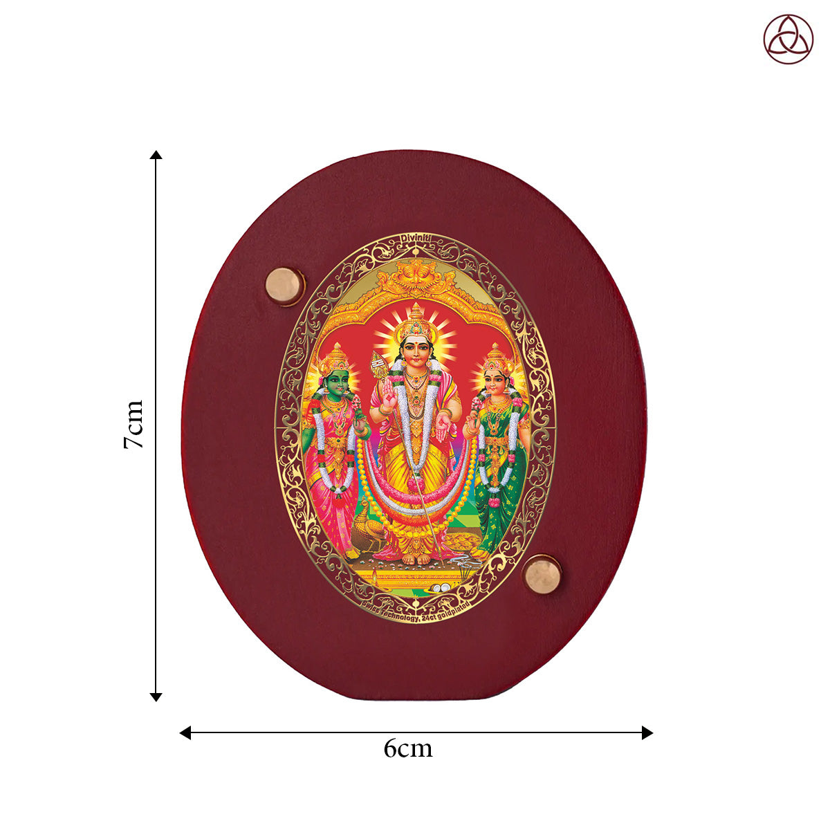 Lord Murugan with Valli Car Dashboard & Tabletop Photo Frame, 24K gold-plated, 7x6 cm, intricate design.