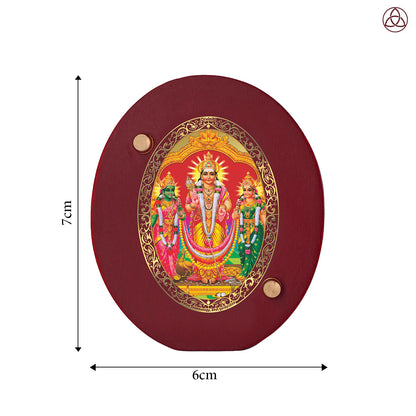 Lord Murugan with Valli Car Dashboard & Tabletop Photo Frame, 24K gold-plated, 7x6 cm, intricate design.