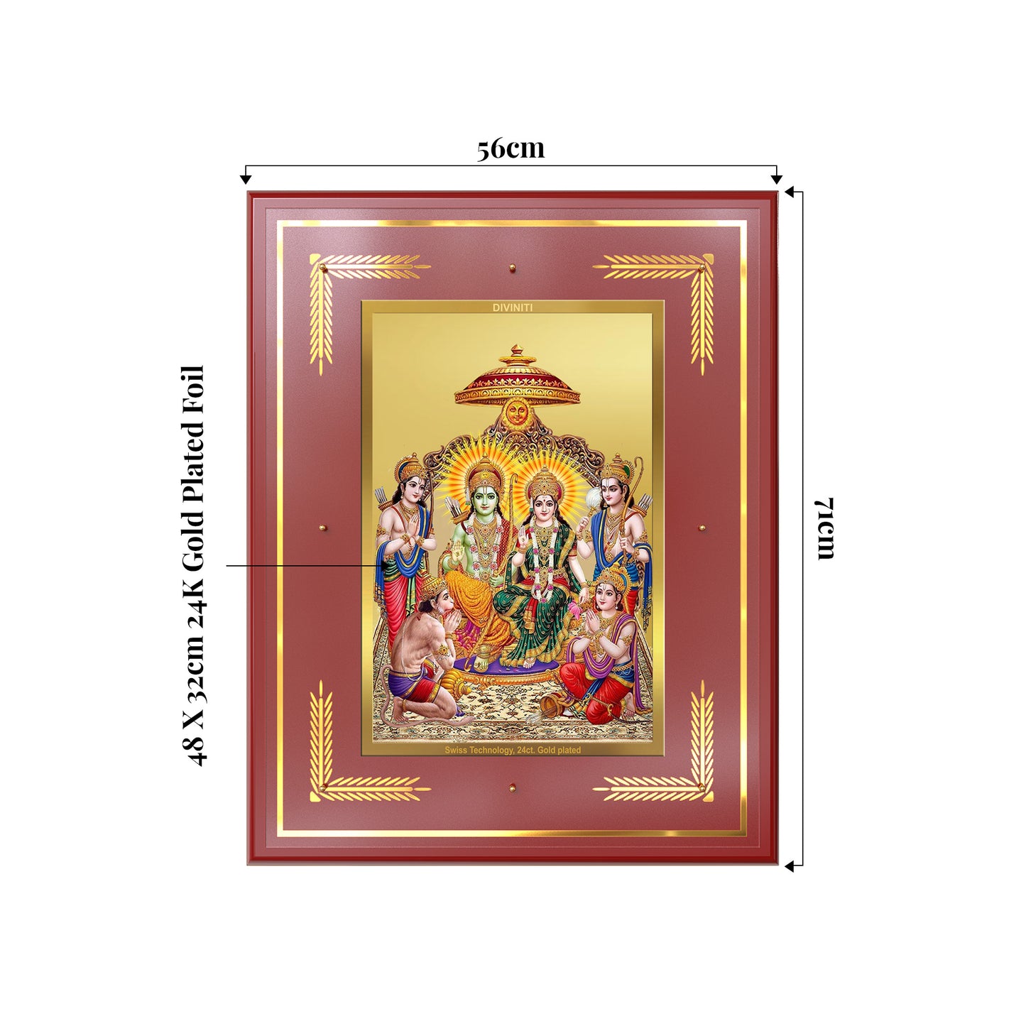 Ram Darbar | Divine Royal Family Wall Mount Photo Frame in 24K Gold Plated Foil