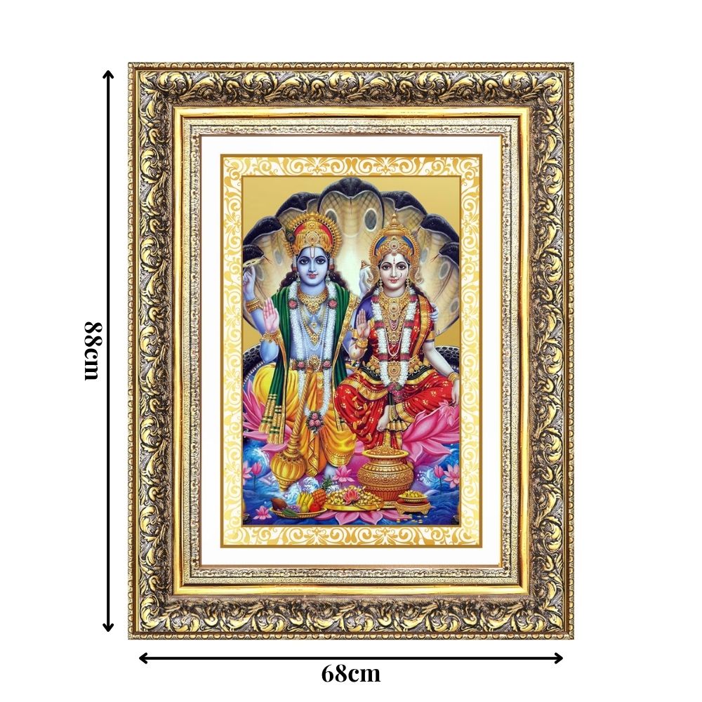 Diviniti 24K Gold Plated Vishnu Lakshmi (Classic) Divine Wall Frame for Home Mandir & Office Decor | Luxury Spiritual Gift