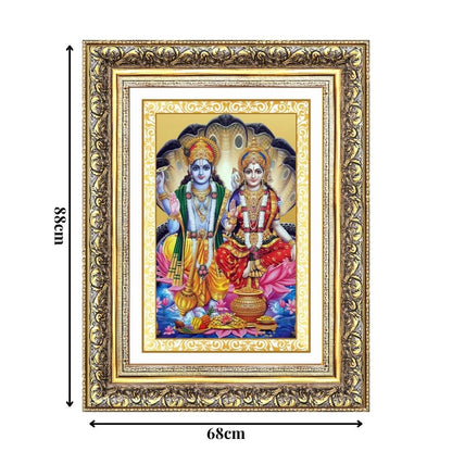 Diviniti 24K Gold Plated Vishnu Lakshmi (Classic) Divine Wall Frame for Home Mandir & Office Decor | Luxury Spiritual Gift