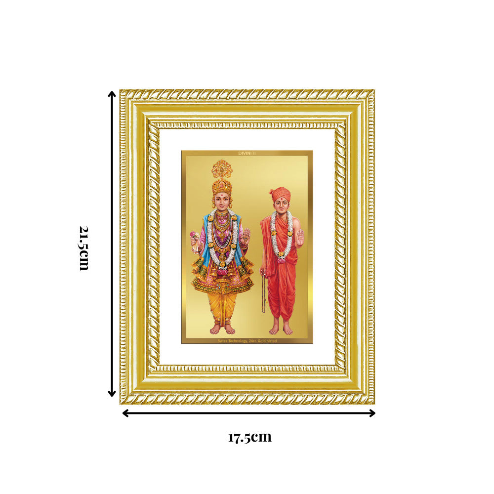 Diviniti 24K Gold Plated Swaminarayan (Classic) Divine Wall and Table Top Frame for Home Mandir & Office Decor | Luxury Spiritual Gift