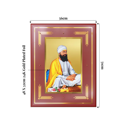 Guru Tegh Bahadar Sahib Ji | Divine Wall Mount Photo Frame in 24K Gold Plated Foil