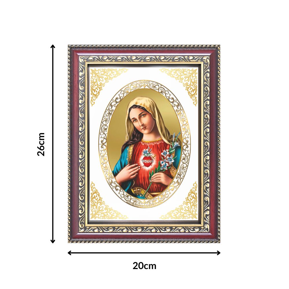 Mother Mary | Christian Divine Wall & Tabletop Royal Photo Frame in 24K Gold Plated Foil