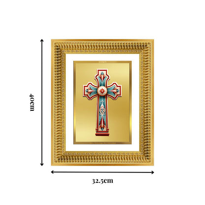 Diviniti 24K Gold Plated Holy Cross (Classic) Divine Wall Frame for Home Mandir & Office Decor | Luxury Spiritual Gift