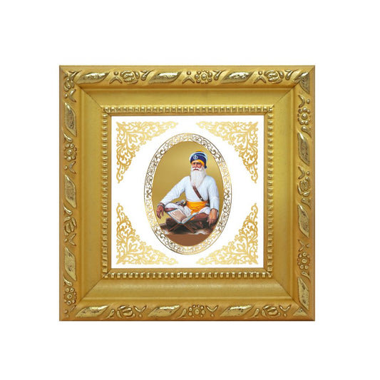 Baba Deep Singh Ji | Divine Sikh Warrior Saint Royal Tabletop Photo Frame in 24K Gold Plated Foil