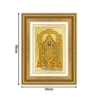 Diviniti 24K Gold Plated Tirupati Balaji Divine Wall Frame for Home Mandir & Office Decor | Luxury Spiritual Gift