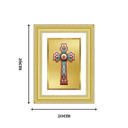 Diviniti 24K Gold Plated Holy Cross (Classic) Divine Wall Frame for Home Mandir & Office Decor | Luxury Spiritual Gift