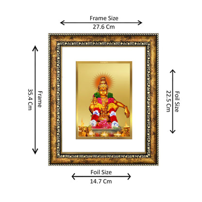 DIVINITI 24K Gold Plated Foil Ayyapan-1 Wall Photo Frame for Home Decor, Wall Hanging, Table Top, Puja Room & Gift DG113S3 (27.6X35.4 CM)
