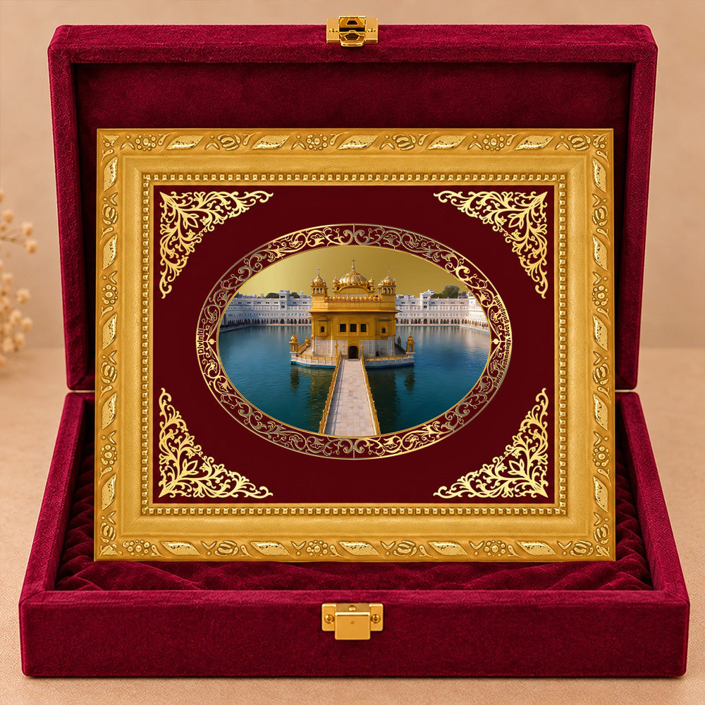 24K Gold-Plated Golden Temple BG Frame | Premium Gift Box | 16 X 13.5 CM