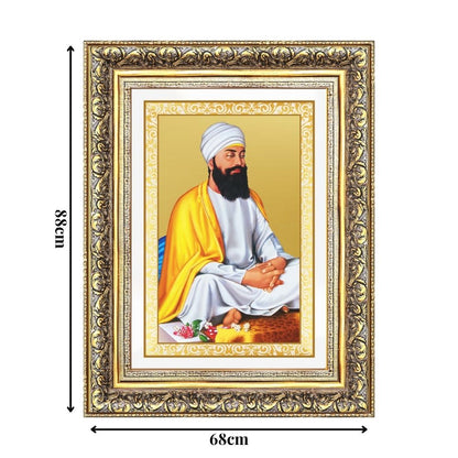 Diviniti 24K Gold Plated Guru Tegh Bahadur Sahib Ji (Classic) Sacred Sikh Wall Frame for Home Decor & Office Ambiance | Premium Spiritual Gift