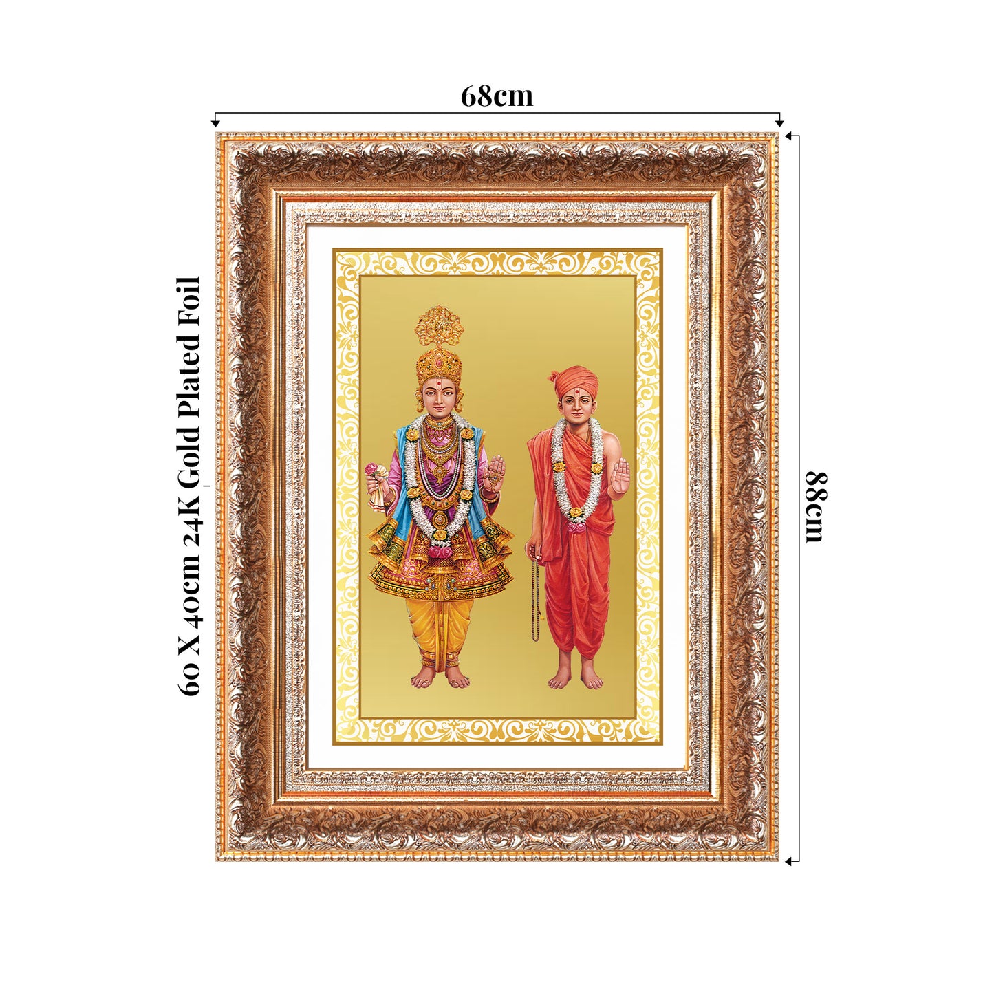 Lord Swaminarayan | Incarnation of Dharma & Divine Grace Wall Photo Frame in 24K Gold Plated Foil