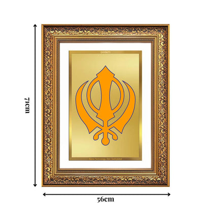 Diviniti 24K Gold Plated Khanda Sahib (Classic) Divine Wall Frame for Home Mandir & Office Decor | Luxury Spiritual Gift