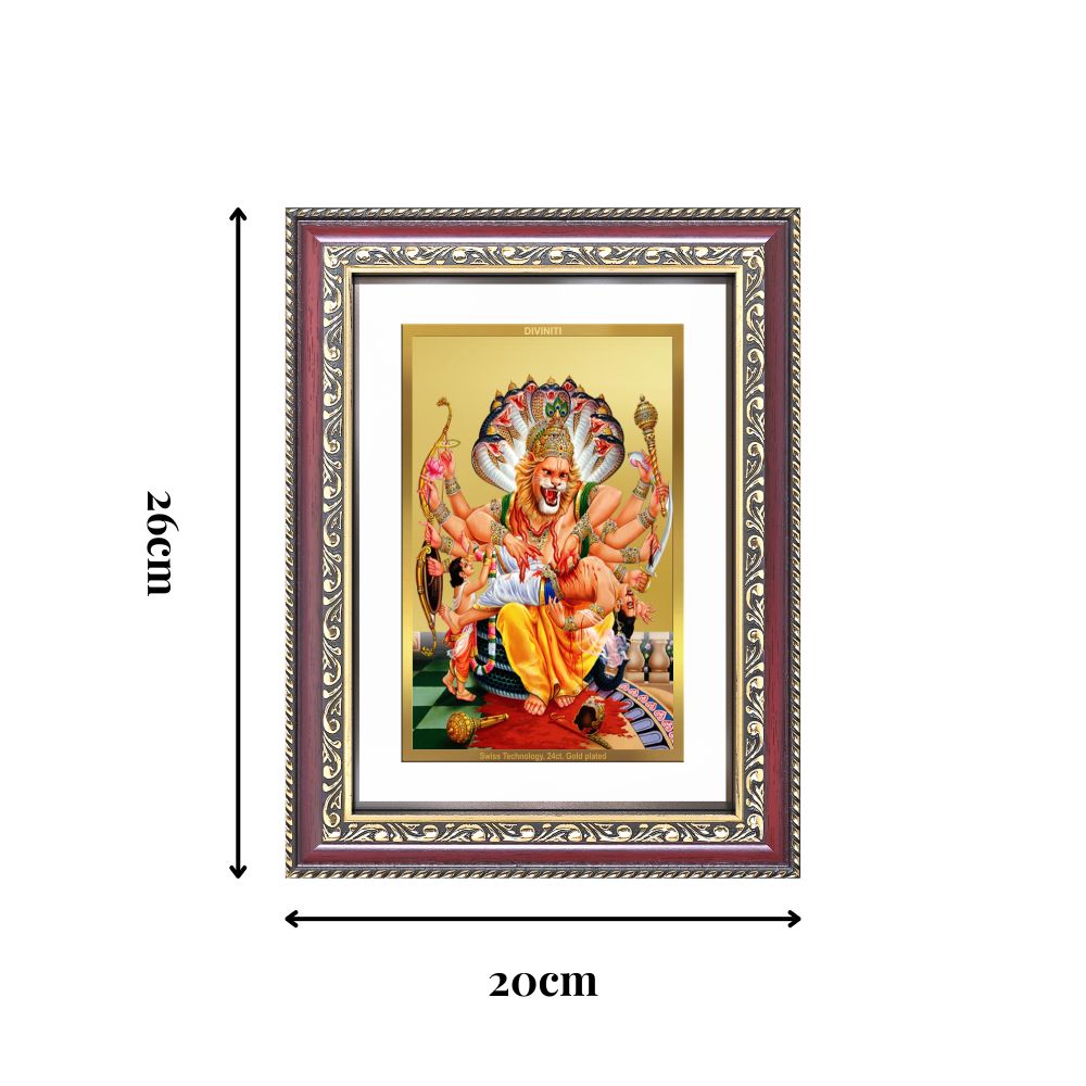 Diviniti 24K Gold Plated Narasimha (Classic) Divine Wall Frame for Home Mandir & Office Decor | Luxury Spiritual Gift