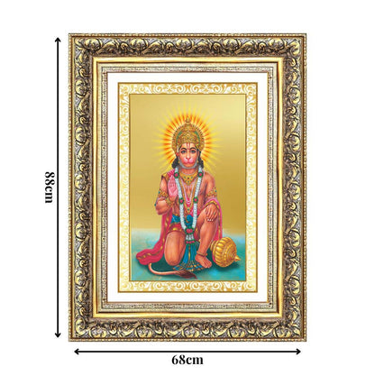 Diviniti 24K Gold Plated Ashirwad Hanuman (Classic) Divine Wall Frame for Home Mandir & Office Decor | Luxury Spiritual Gift
