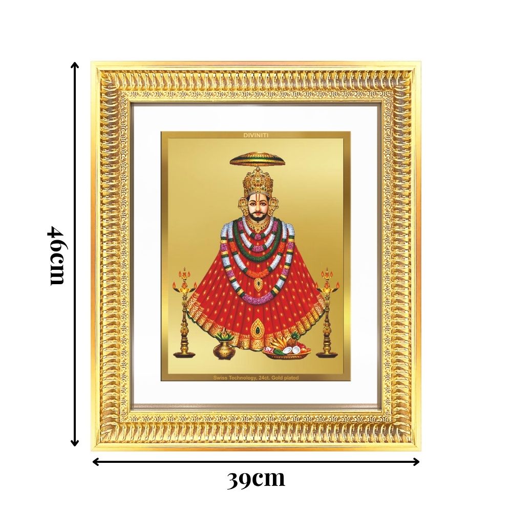 Diviniti 24K Gold Plated Khatu Shyam (Classic) Divine Wall Frame for Home Mandir & Office Decor | Luxury Spiritual Gift