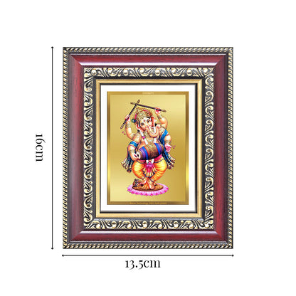 Diviniti 24K Gold Plated Dancing Ganesha (Classic) Divine Table Top Frame for Home Mandir & Office Decor | Luxury Spiritual Gift
