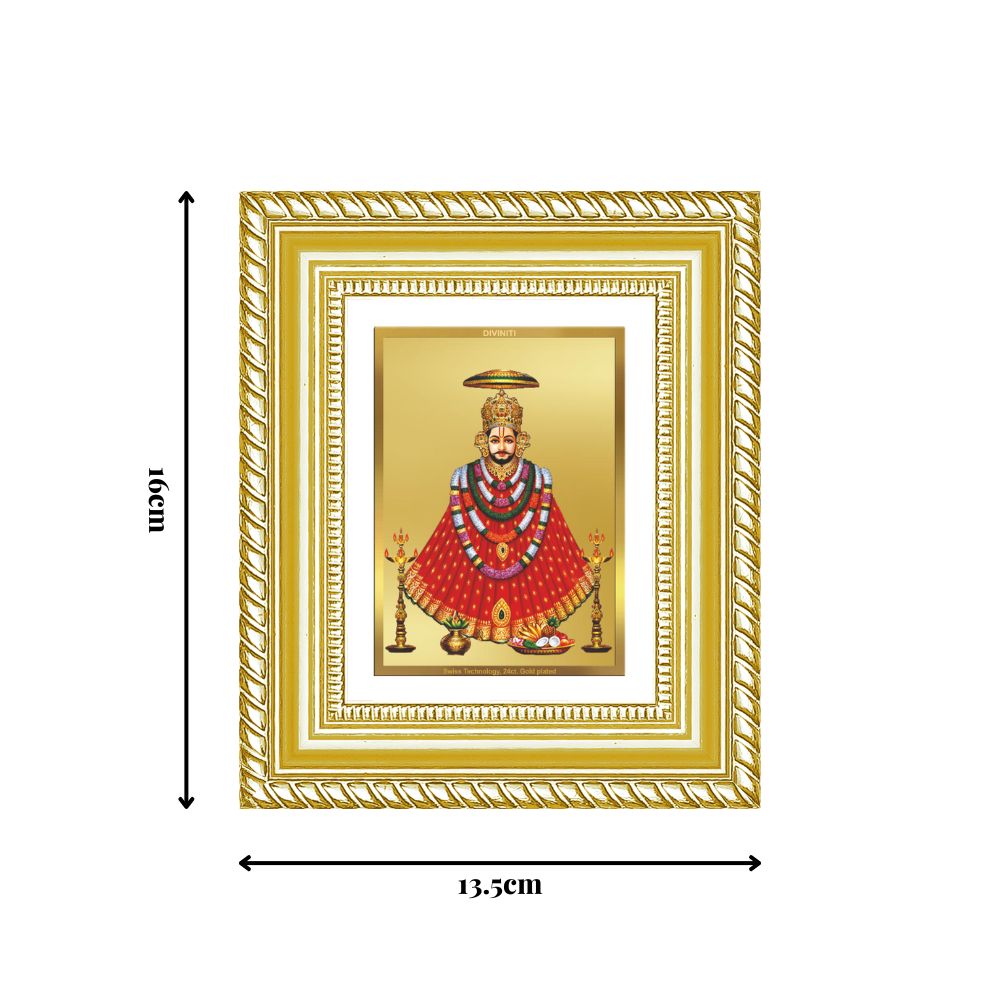 Diviniti 24K Gold Plated Khatu Shyam Divine Table Top Frame for Home Mandir & Office Decor | Luxury Spiritual Gift