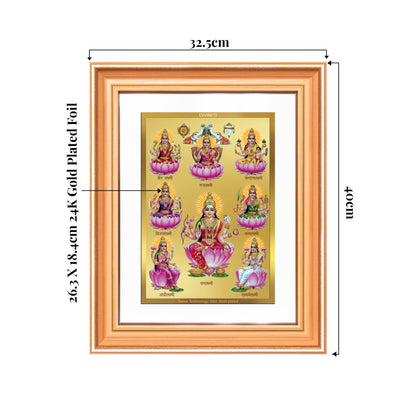 Ashtalakshmi | Lakshmi Devi for Wall Mount Photo Frame in 24K Gold Plated Foil