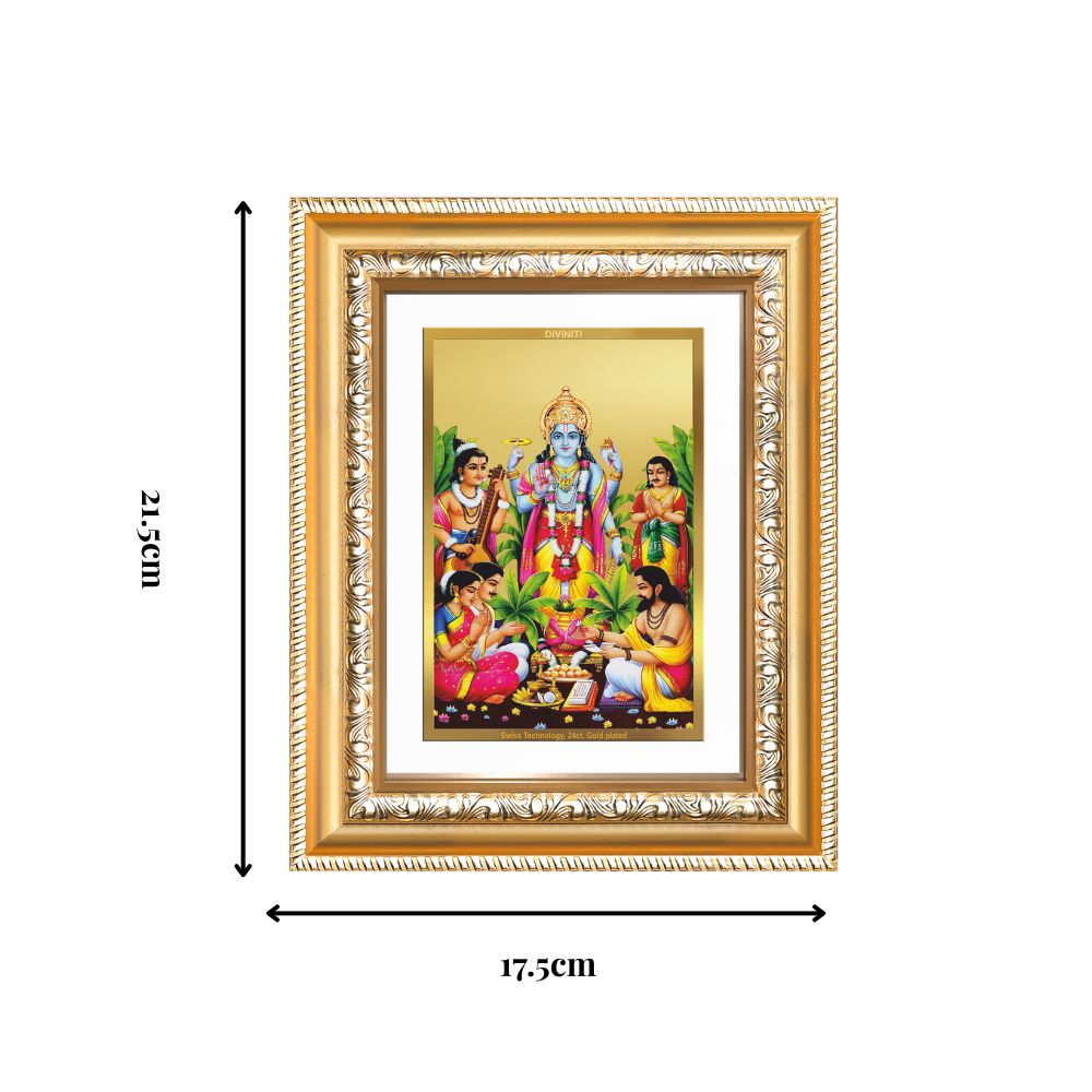 Diviniti 24K Gold Plated Satyanarayan (Classic) Divine Wall and Table Top Frame for Home Mandir & Office Decor | Luxury Spiritual Gift