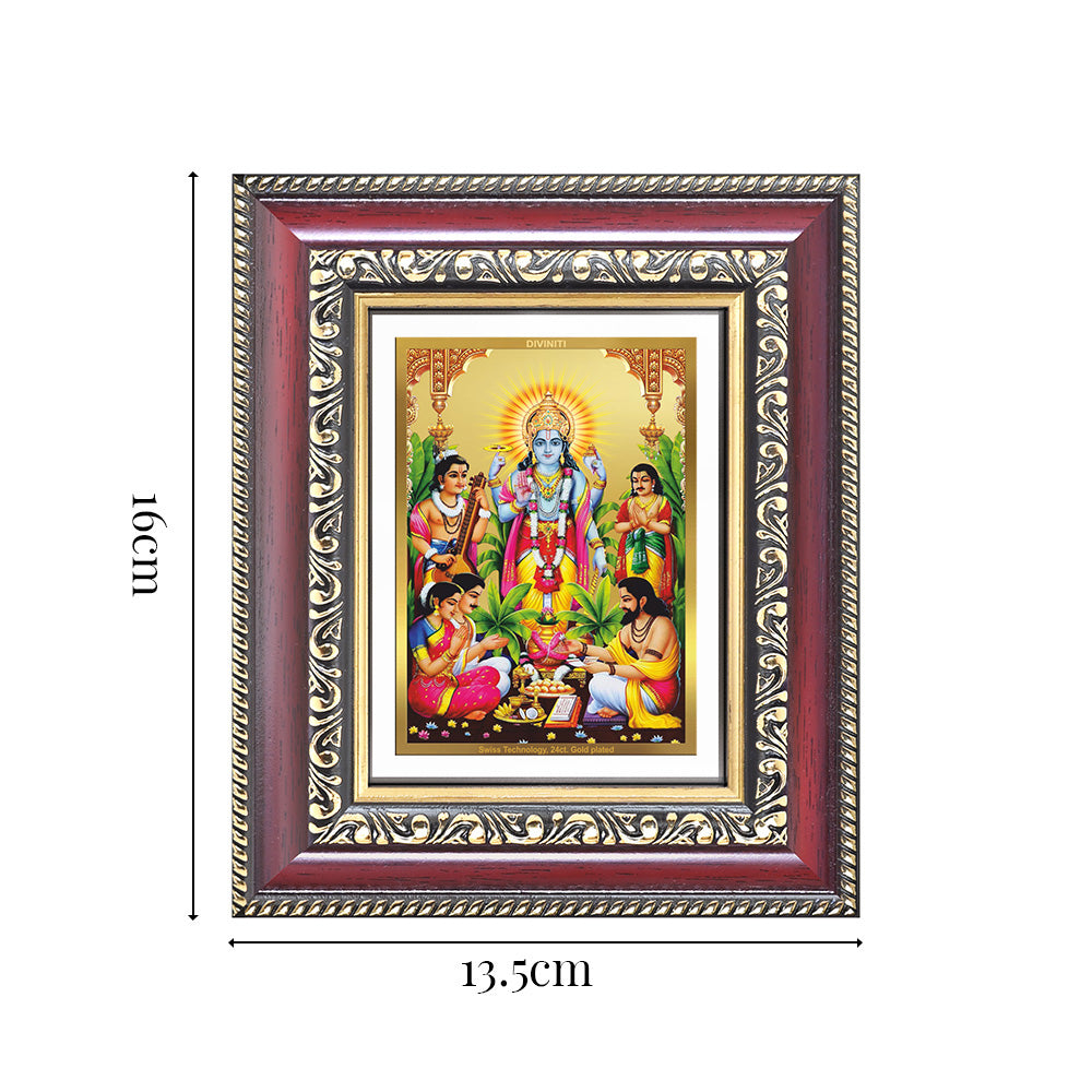 Diviniti 24K Gold Plated Satyanarayan (Classic) Divine Table Top Frame for Home Mandir & Office Decor | Luxury Spiritual Gift