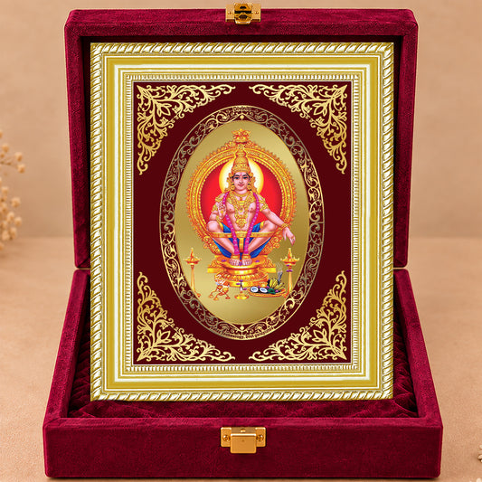 24K Gold-Plated Lord Ayyappan Frame | Premium Gift Box | 35x27 CM
