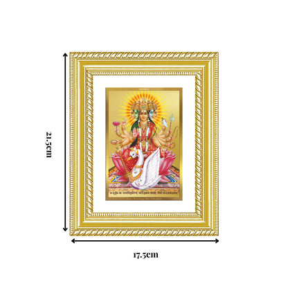 Diviniti 24K Gold Plated Gayatri Maa (Classic) Divine Wall and Table Top Frame for Home Mandir & Office Decor | Luxury Spiritual Gift