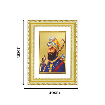 Diviniti 24K Gold Plated Guru Gobind Singh Ji (Classic) Sacred Sikh Wall Frame for Home Decor & Office Ambiance | Premium Spiritual Gift