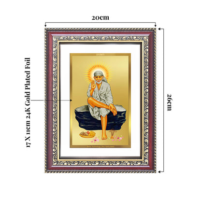 Diviniti 24K Gold Plated Sai Baba (Classic) Divine Wall Frame for Home Mandir & Office Decor | Luxury Spiritual Gift