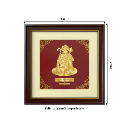 Hanuman Ji | Eternal Devotion, Power and Faith Gold on Gold Wall Hanging Frame in 24K Gold Plated Foil
