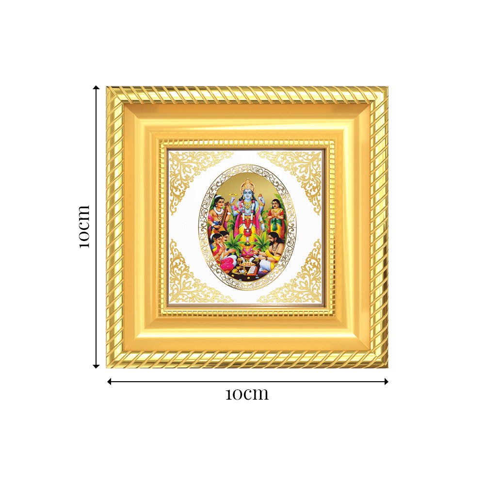 Lord Satyanarayan | Divine Vishnu Form Royal Tabletop Photo Frame in 24K Gold Plated Foil