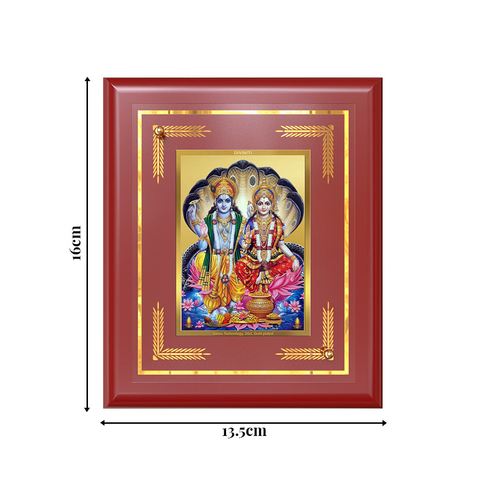 Diviniti 24K Gold Plated Lord Vishnu & Lakshmi Blessing Tabletop Photo Frame | Prosperity, Protection & Divine Grace