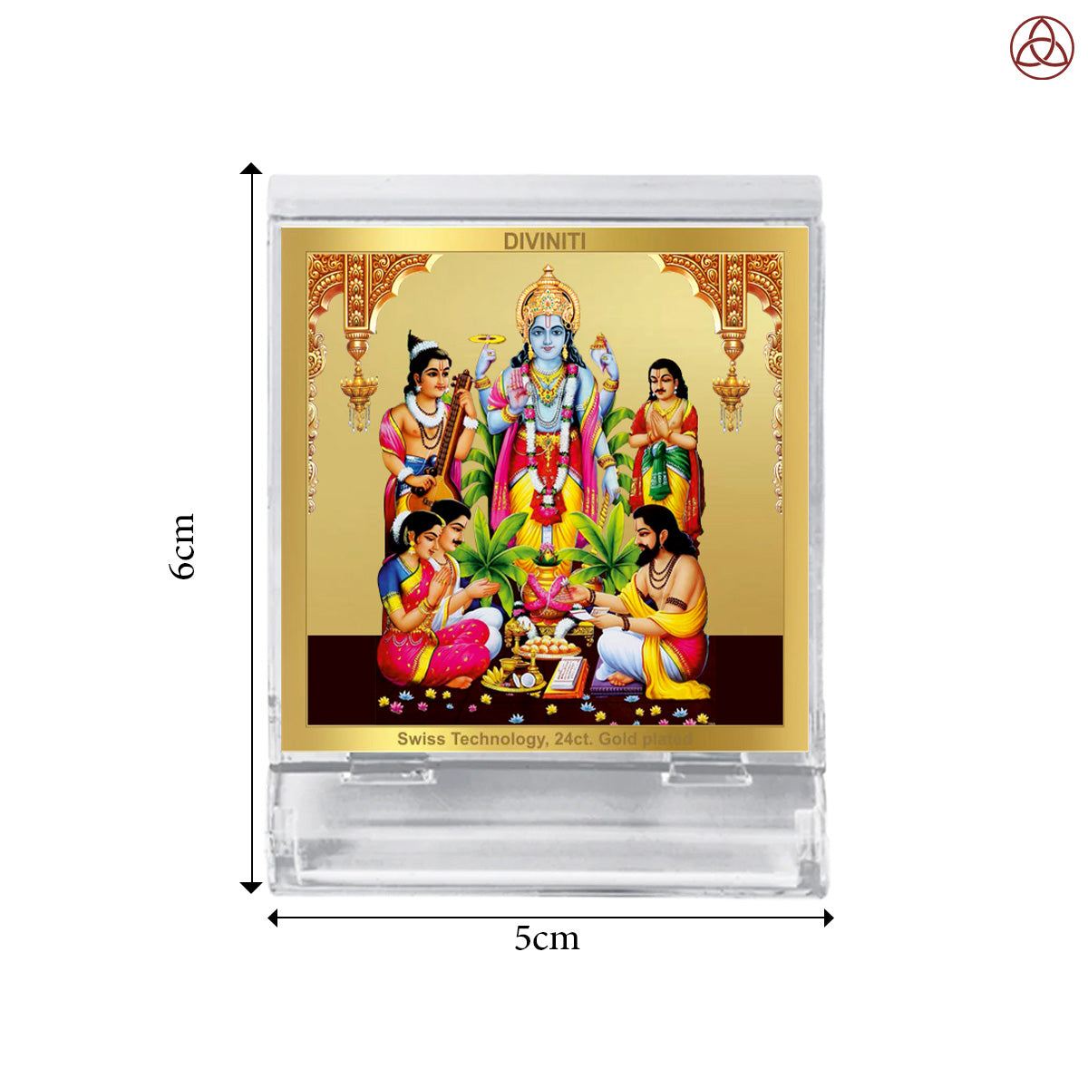 Lord Satyanarayan | Divine Vishnu Form Car Dashboard & Tabletop Photo Frame in 24K Gold Plated Foil