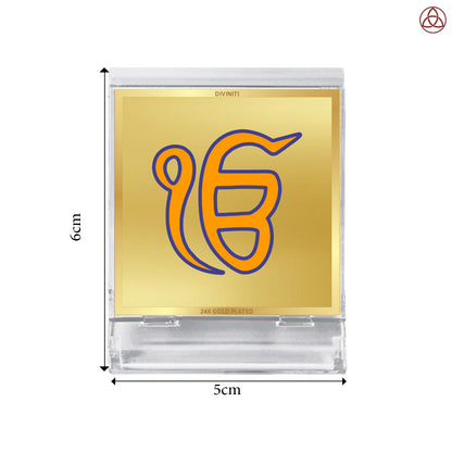 Ik Onkar | Divine Sikh Symbol Car Dashboard & Tabletop Photo Frame in 24K Gold Plated Foil